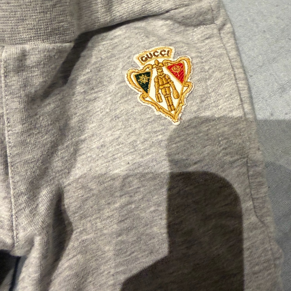 Gucci Kids Gray Sweatpants with Logo Patch